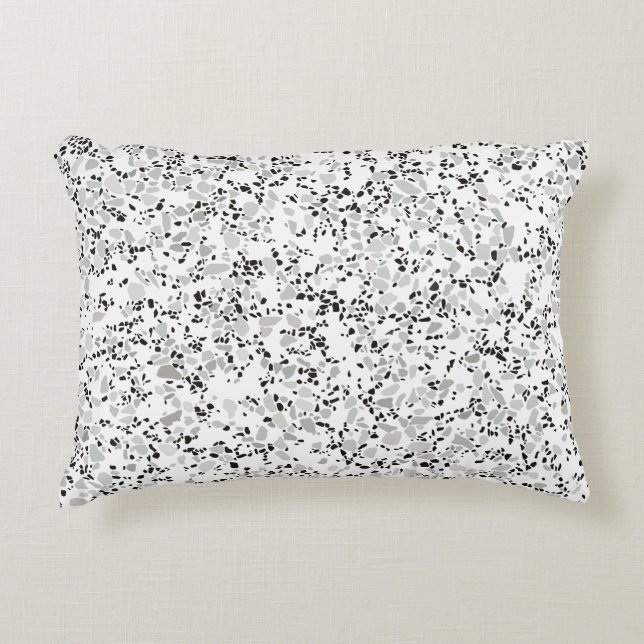 Modern White and Gray Terrazzo Pattern Accent Pillow (Front)