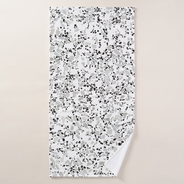 Modern White and Gray Terrazzo Pattern Bath Towel (Bath Towel)