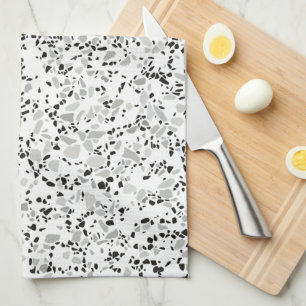 Modern White and Gray Terrazzo Pattern Kitchen Towel