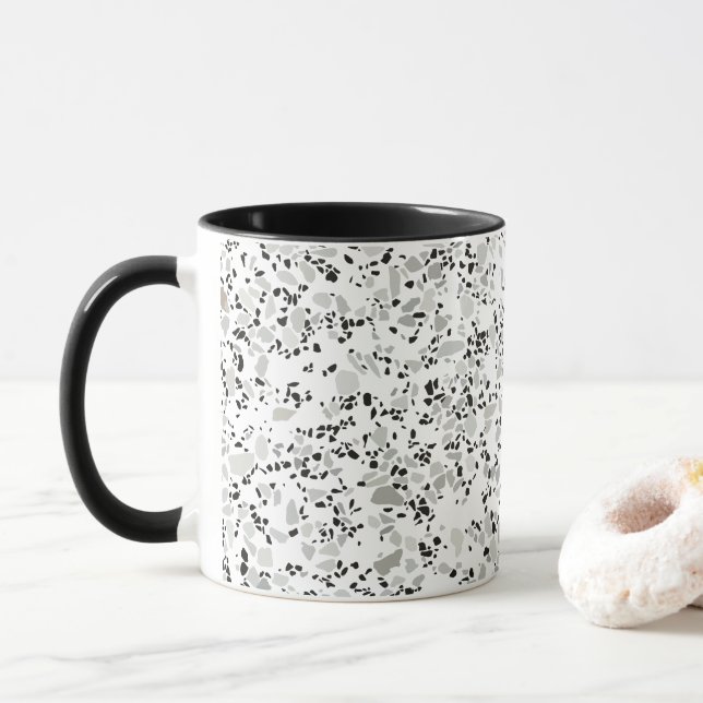 Modern White and Gray Terrazzo Pattern Mug (With Donut)