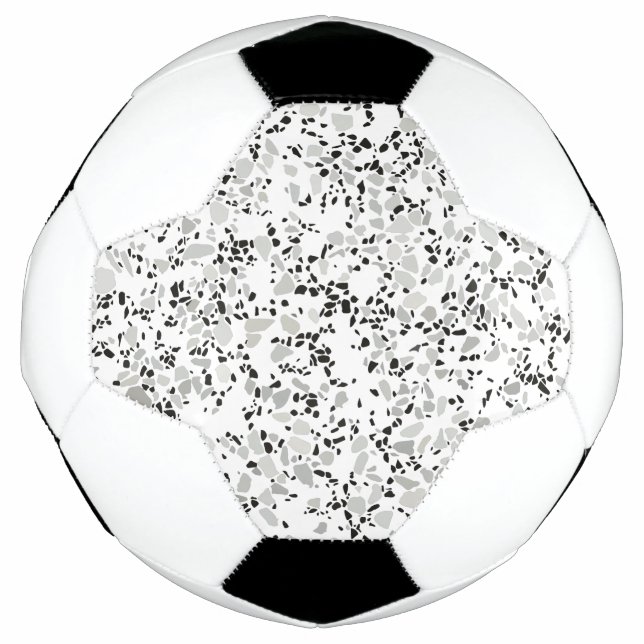 Modern White and Gray Terrazzo Pattern Soccer Ball (Front)