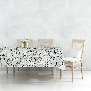 Modern White and Gray Terrazzo Pattern Tablecloth