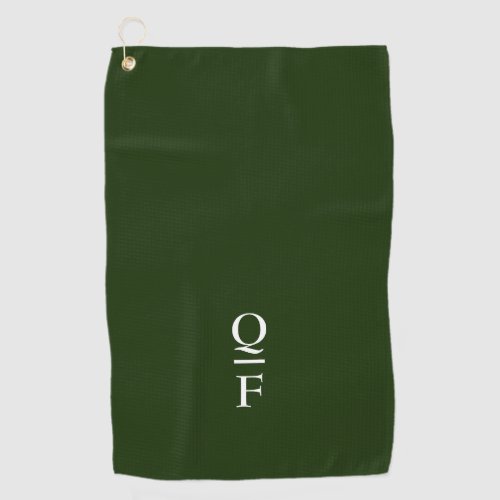 Modern White and Green Monogram Initials  Golf Towel