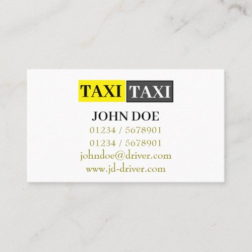 Modern White and Green Taxi Business Card