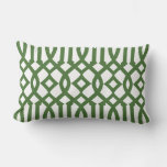 Modern White And Green Trellis Pattern Lumbar Pillow at Zazzle