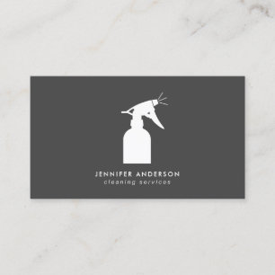 Modern White And Grey Cleaning Services Business Card