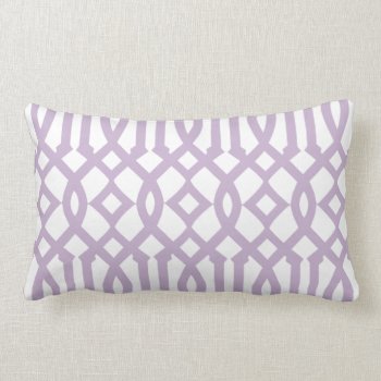 Modern White And Lilac Purple Trellis Pattern Lumbar Pillow by cardeddesigns at Zazzle