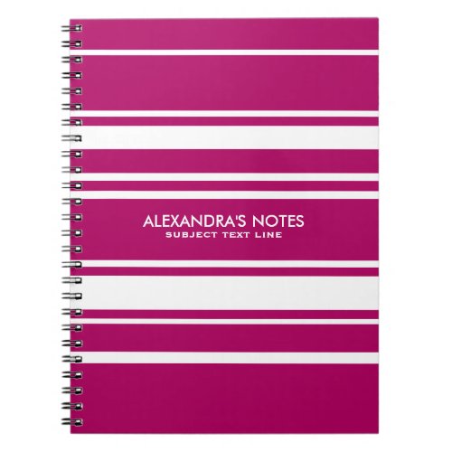 Modern White And Maroon 4 Stripes Pattern Notebook
