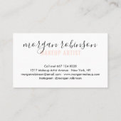 Modern white and peach makeup artist script chic business card (Back)
