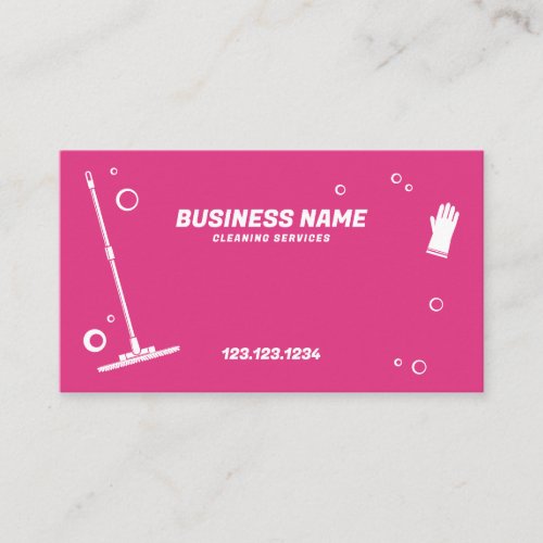Modern White and Pink Bubbly House Cleaning Business Card