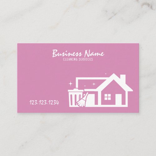 Modern White and Pink Home Cleaning Company Business Card