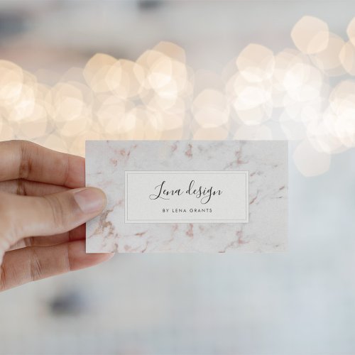 Modern white and pink marble business card