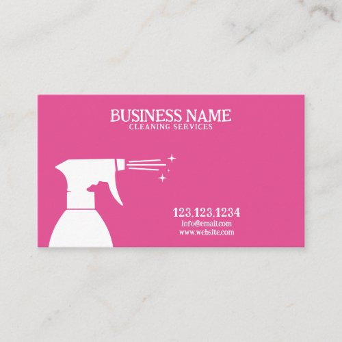 Modern White and Pink Sprayer Cleaning Services Business Card