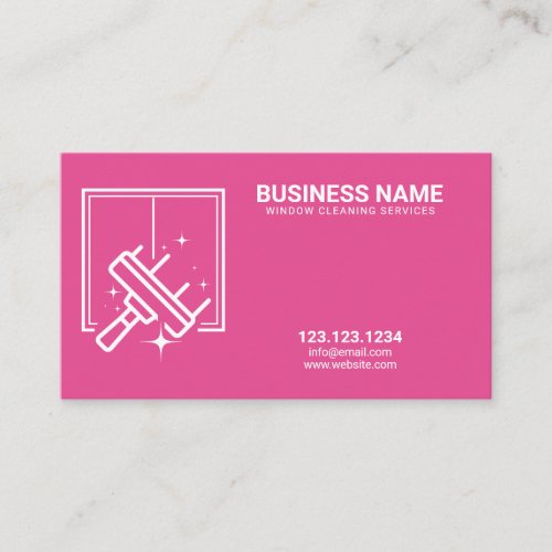 Modern White and Pink Squeegee Window Cleaner Business Card