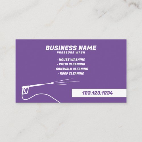 Modern White and Purple Pressure Washer Gun Business Card