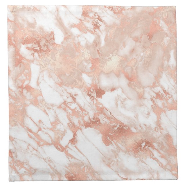 Modern White and Rose Gold Marble Pattern Cloth Napkin (Front)