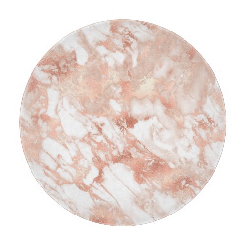 Modern White and Rose Gold Marble Pattern Cutting Board