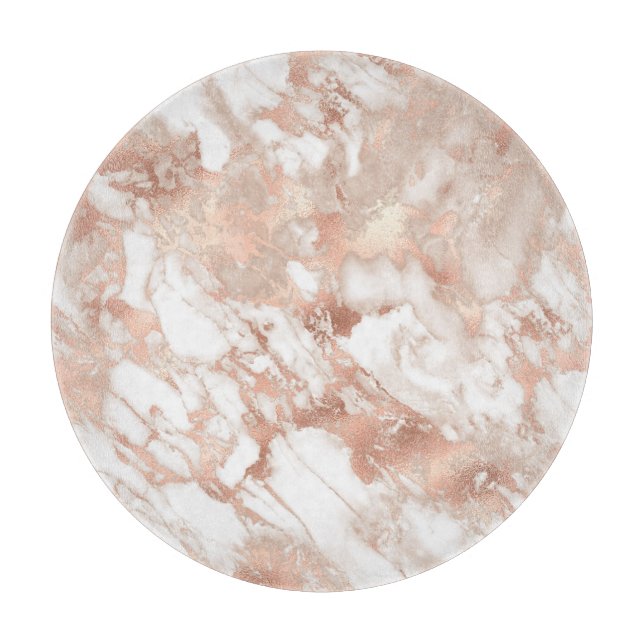 Modern White and Rose Gold Marble Pattern Cutting Board (Front)