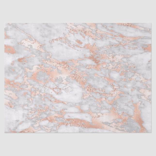 Modern White and Rose Gold Marble Pattern Tissue Paper (Front)