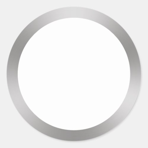 Modern White and Silver Look Border Classic Round Sticker