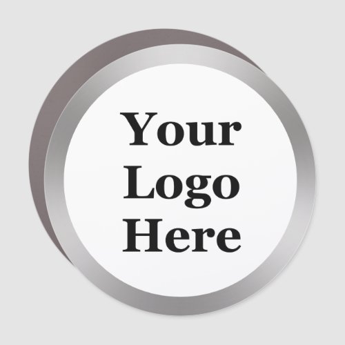 Modern White and Silver Look Your Logo Here Car Magnet