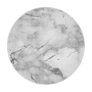 Modern White and Silver Marble Pattern Cutting Board