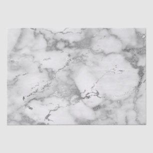 Modern White and Silver Marble Pattern Tissue Paper