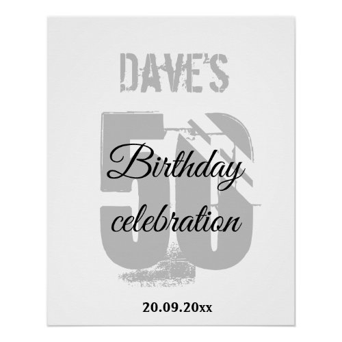 Modern White Any Age 50th Birthday Welcome  Poster