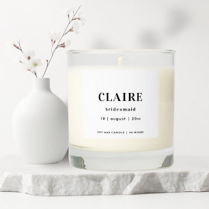 Modern White Bachelorette Bridesmaid Scented Candle