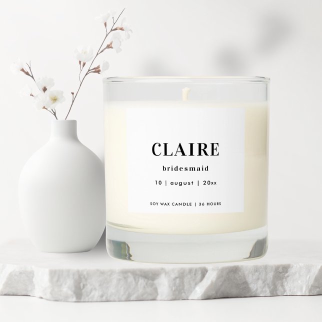 Modern White Bachelorette Bridesmaid Scented Candle (Creator Uploaded)