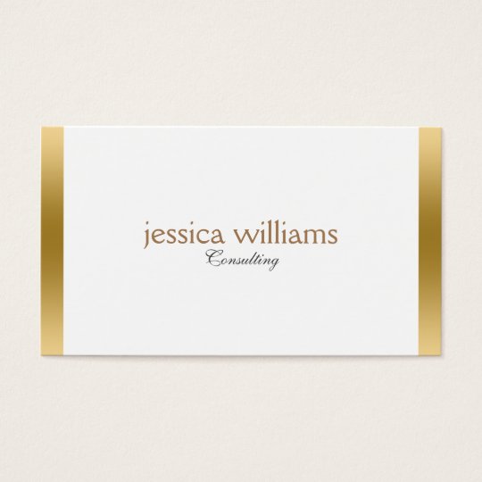 Modern White Background Gold Border Business Card
