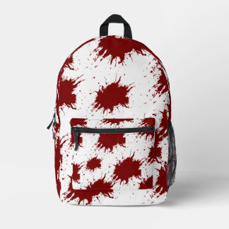 Modern White Backpack with Deep Red Paint Splatter