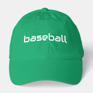 Modern White BASEBALL Text Kelly Green Background Hat