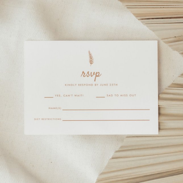 Modern White & Beige Leaf Wedding RSVP Card (Creator Uploaded)