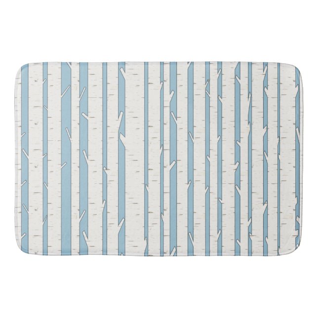 Modern White Birch Tree Forest Bathroom Mat (Front)