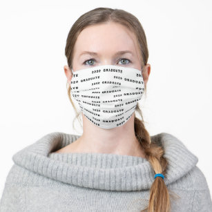 Modern White Black 2020 Graduate Typography Adult Cloth Face Mask