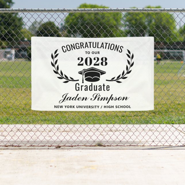 Modern White Black 2026 Graduation Graduate Banner (Insitu)