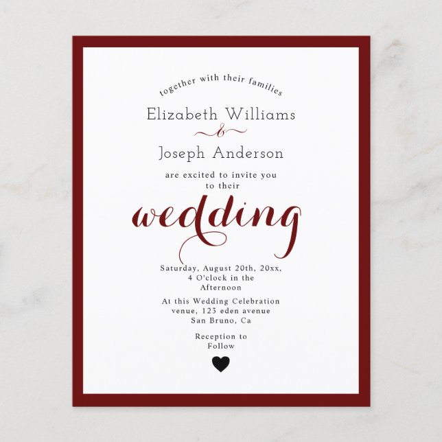 Modern White & Black Calligraphy Monogram wedding Flyer (Front)
