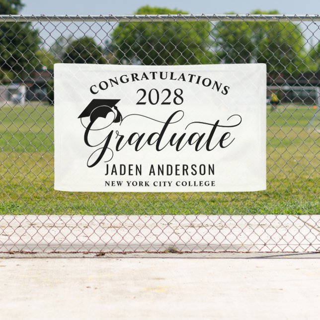Modern White Black Class 2026 Graduation Graduate Banner (Insitu)