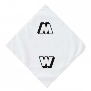 Modern white black custom monogram cute dog bandana