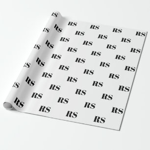 Modern white black custom monogram initial pattern wrapping paper
