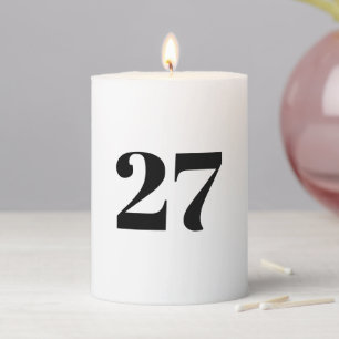 Modern white black custom year number birthday pillar candle