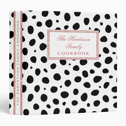 Modern White Black Dots Family Cookbook Recipe 3 R 3 Ring Binder