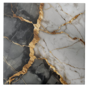 Modern White Black Gold Marble Ceramic Tile
