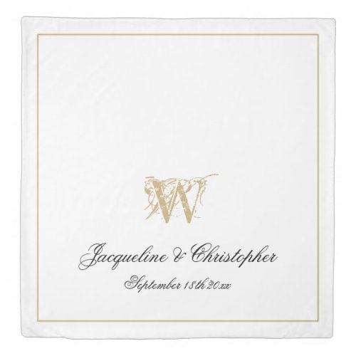 Modern White Black & Gold Monogram Names Wedding