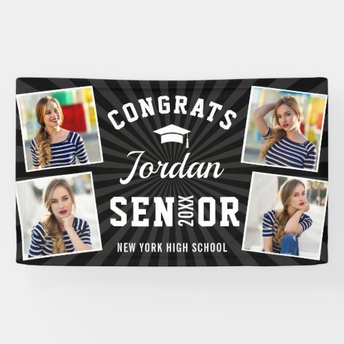 Modern White Black Graduation class of 2022 PHOTO Banner