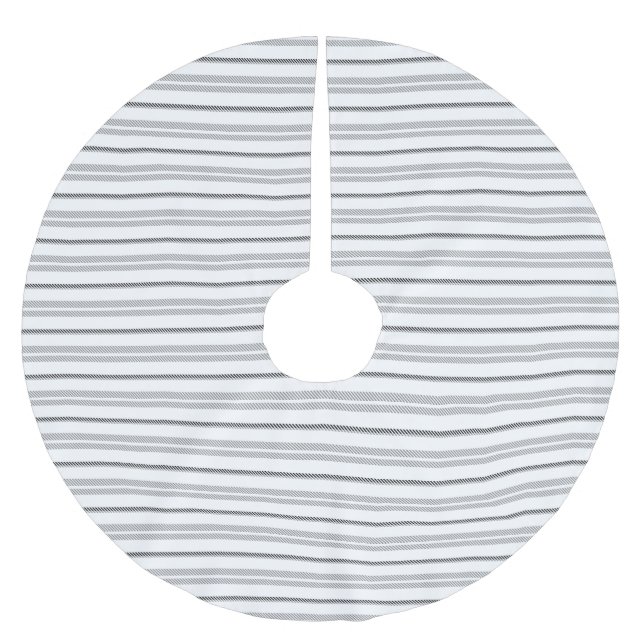 Modern white black graphic striped pattern brushed polyester tree skirt (Front)