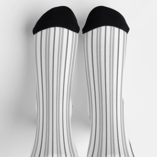 Modern white black graphic stripes pattern socks (Top)