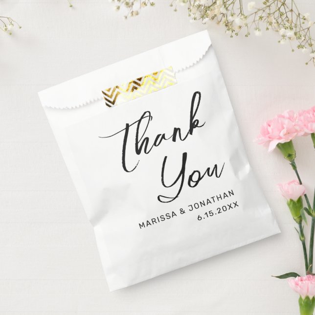 Modern White Black Hand Lettered Wedding Favor Bag (Sealed)