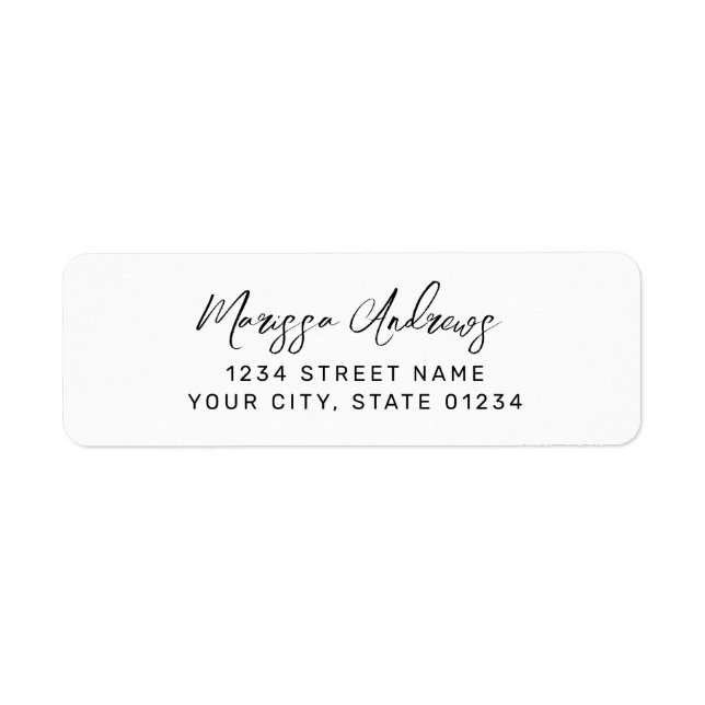 Modern White Black Hand Lettered Wedding Label (Front)